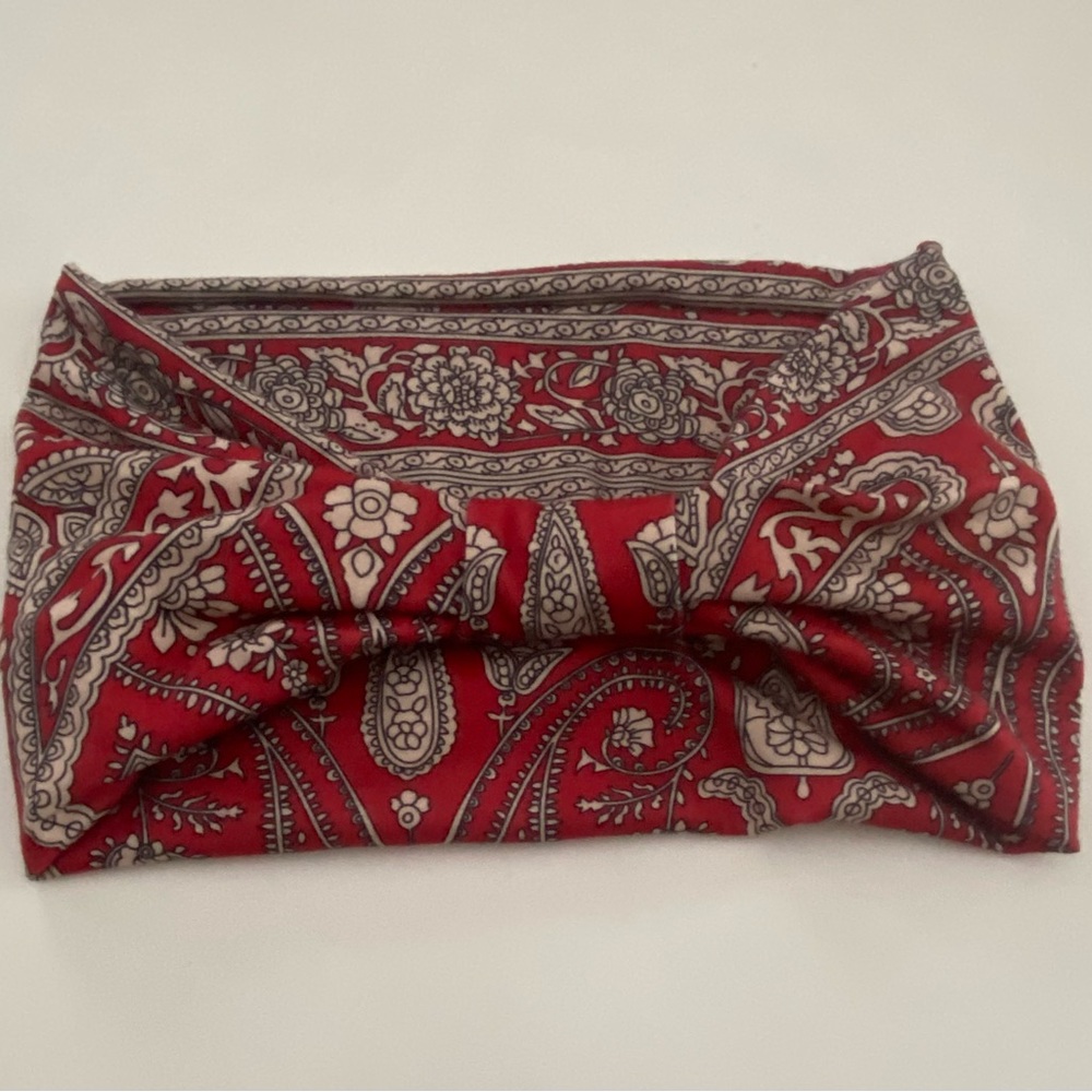 Paisley Red and Gray Headband
